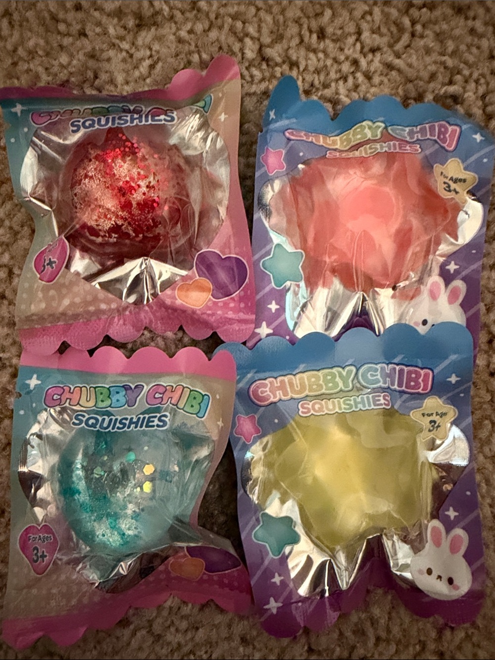 4 squishes- 2hearts- 2 stars chubby chibi -